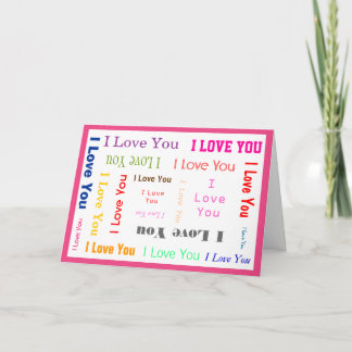 Customizable-I Love you Card with aHot Pink Border