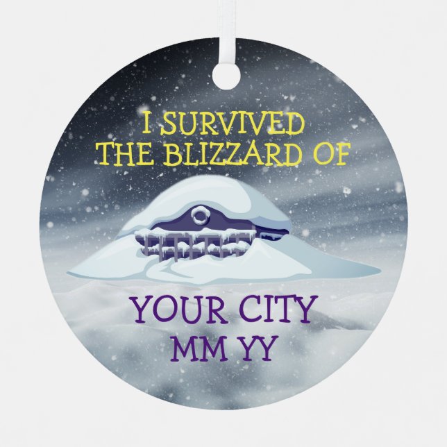 Customizable I survived the blizzard Metal Ornament (Front)