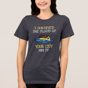Customizable I survived the flood dark Tri-Blend Shirt
