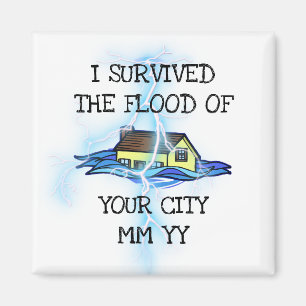 Customizable I survived the flood lightning bolt Magnet