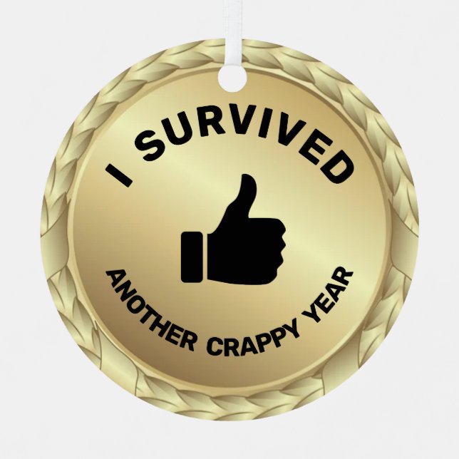 Customizable I survived thumb up medal funny Metal Ornament (Front)