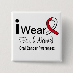 Customizable I Wear an Oral Cancer Ribbon 2 Inch Square Button