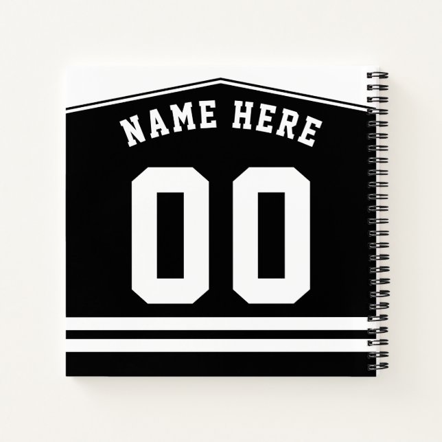 Customizable Ice Hockey Black Jersey Notebook (Back)