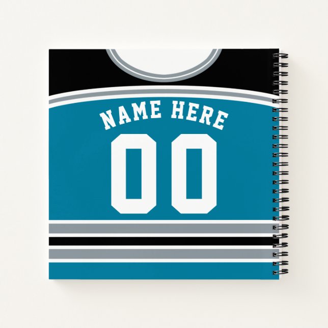 Customizable Ice Hockey Jersey Template Notebook (Back)