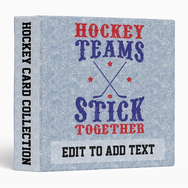 Customizable Ice Hockey Teams Ring Binder (Front/Spine)