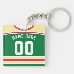 Customizable Ice Hockey Uniform Keyring, Lacrosse Keychain