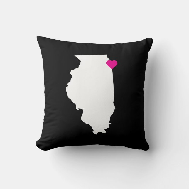 Customizable Illinois State Love Reversible Pillow (Front)