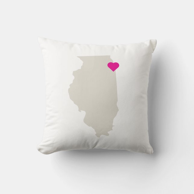 Customizable Illinois State Love Reversible Pillow (Front)