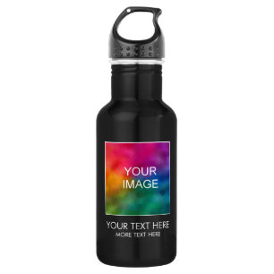 Customizable Image And Text Template Black 532 Ml Water Bottle