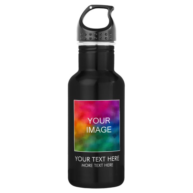 Customizable Image And Text Template Black 532 Ml Water Bottle (Front)
