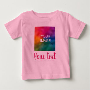 Customizable Image & Script Text Pink Template Baby T-Shirt