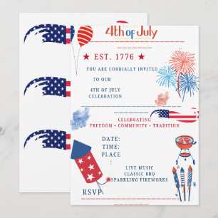 Customizable Independence Day Invite – Red, White 
