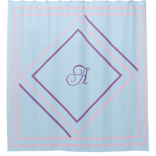 Customizable Initial and Grey Lines Shower Curtain (Front)