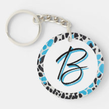 Customizable Initial Keychain with Blue and Black 