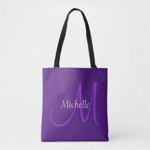 Customizable Initial Monogram Typography Name Tote Bag