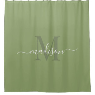 Customizable Initial & Name Deep Sage Green