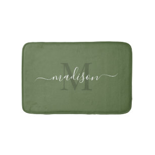 Customizable Initial & Name Loden Green Bath Mat