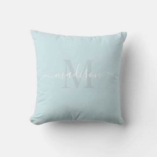 Customizable Initial & Name with Baby Blue Throw Pillow