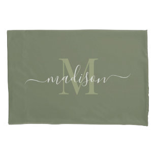 Customizable Initial & Name With Smoke Green Pillowcase