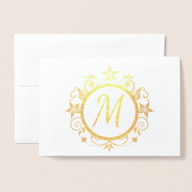 Customizable Initial Personal Stationery Foil Card (Front With Envelope)