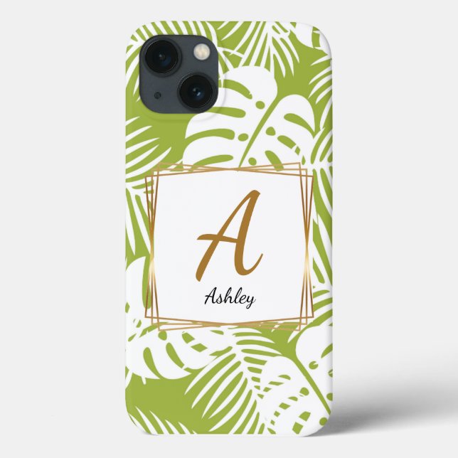 Customizable Initials Green Phone Case (Back)