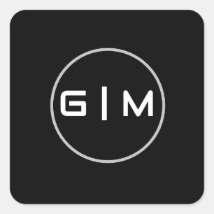 Customizable initials name square sticker