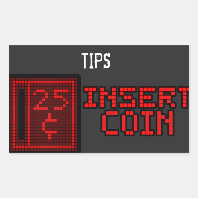 Customizable Insert Coin Tip Jar Sticker (Front)