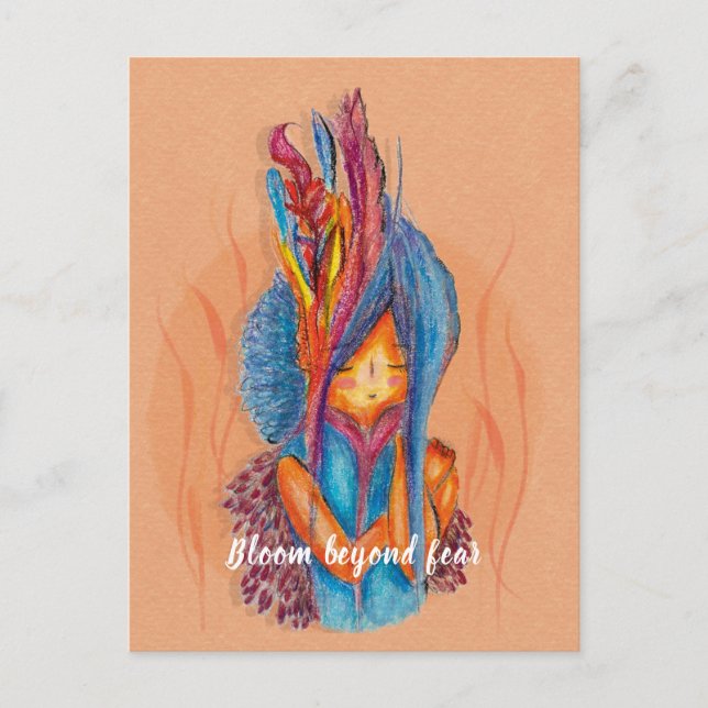 Customizable Inspirational card-Bloom Beyond Fear  Postcard (Front)