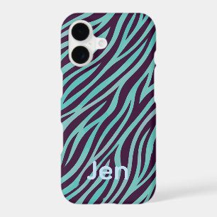 customizable iphone case zebra stripes blue purple