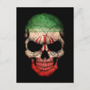 Customizable Iranian Flag Skull Postcard