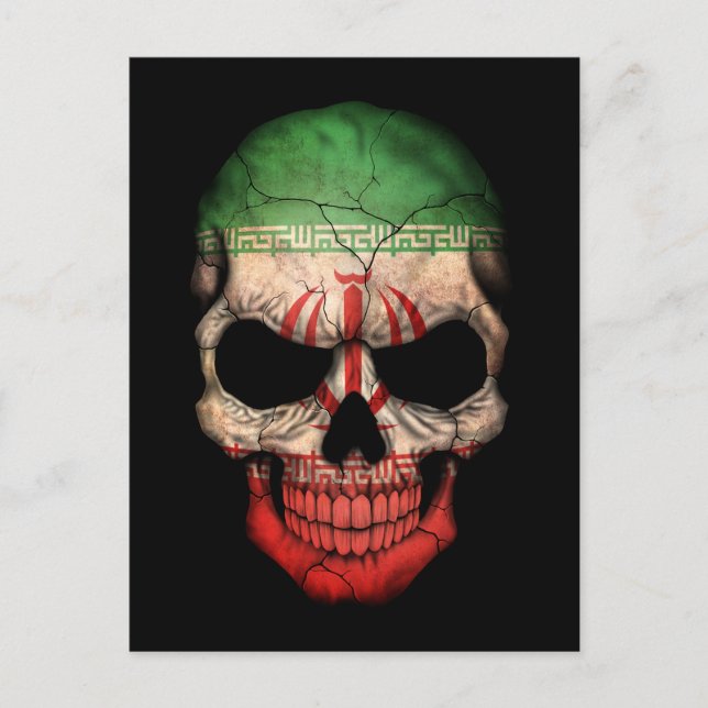 Customizable Iranian Flag Skull Postcard (Front)