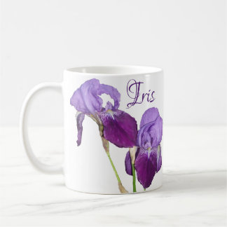 Customizable Iris name pretty purple iris floral Coffee Mug