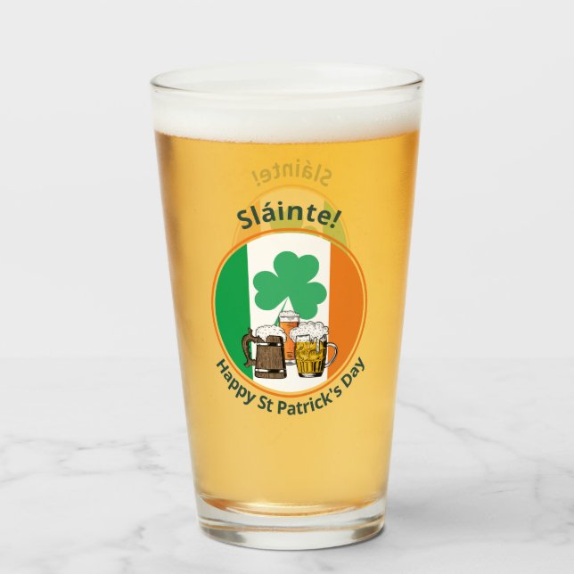 Customizable Irish Flag St Patricks Day Glass (Front Filled)