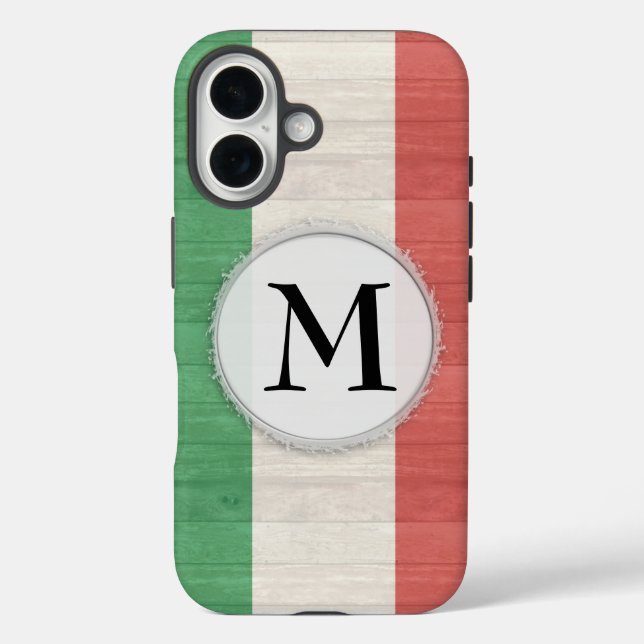 Customizable Italian Flag Case iPhone 16 (Back)