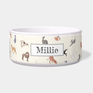Customizable Italian Greyhound Whippet Dog Bowl