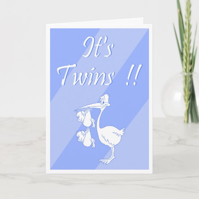 Customizable "It's Twins!!" (Boys) Card (Front)