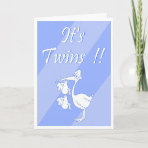 Customizable "It's Twins!!" (Boys) Card
