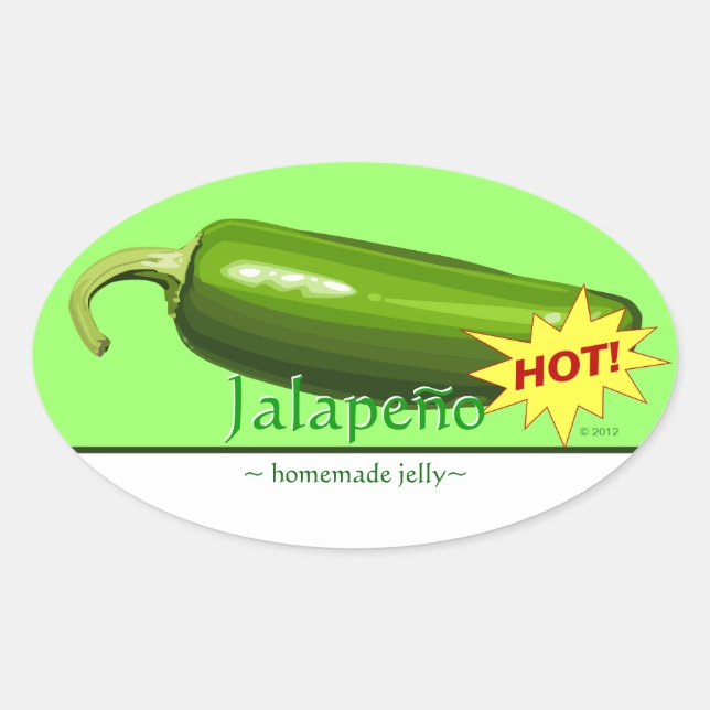 Customizable Jalapeno Pepper Oval Stickers (Front)