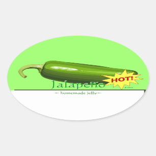 Customizable Jalapeno Pepper Oval Stickers