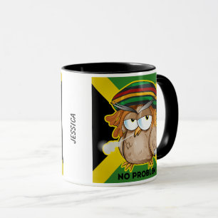 Customizable Jamaica Funny Rasta Smoking Owl Name Mug