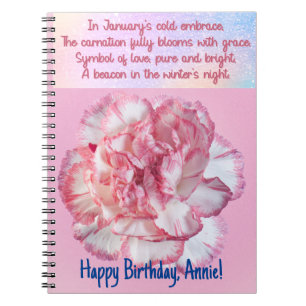 Customizable January Birth Flower Notebook