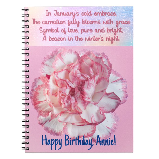 Customizable January Birth Flower Notebook (Front)