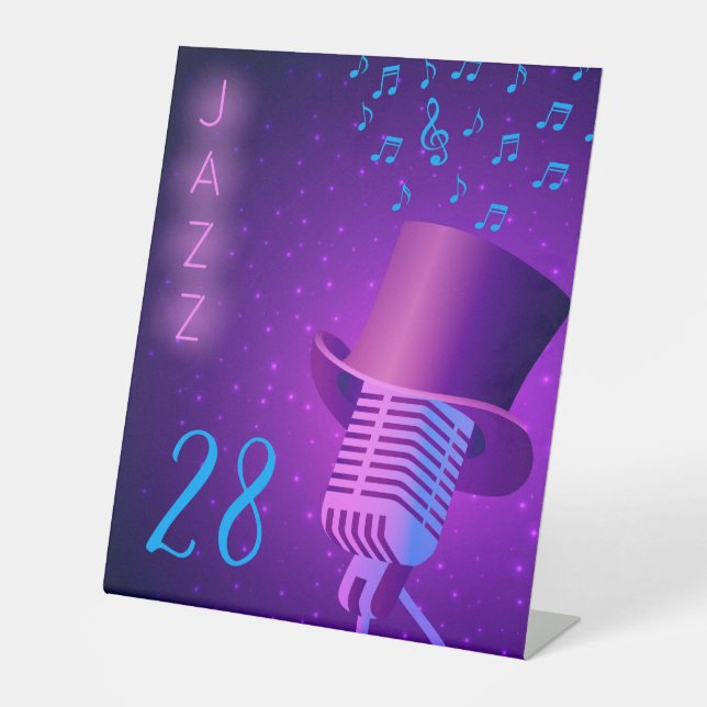 Customizable Jazz Night Club Table Pedestal Sign (Front)