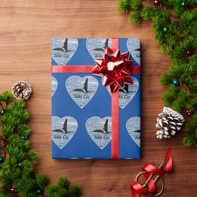 Customizable John Coe Orca Killer Whale Navy Blue  Wrapping Paper (Holiday Gift)