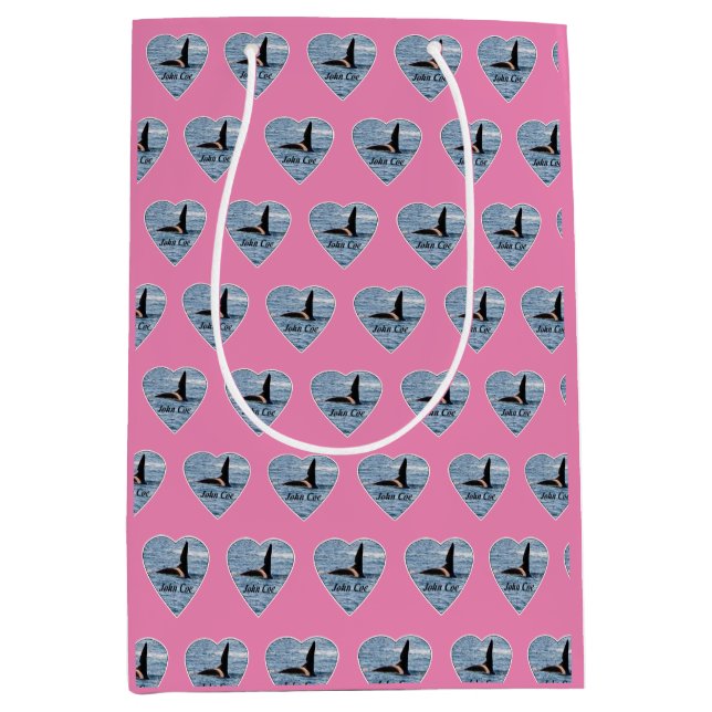 Customizable John Coe Orca Killer Whale Pink Medium Gift Bag (Front)