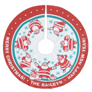 Customizable Jolly Retro Santas Brushed Polyester Tree Skirt