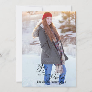 Customizable Joy Christmas Green Polka Dot Back Holiday Card