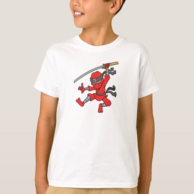 Customizable Jumping Ninja Design T-Shirt (Front)