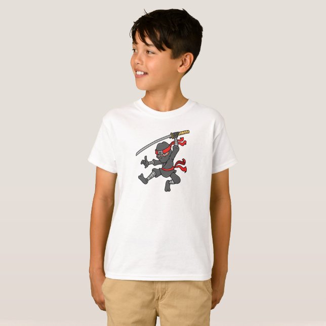Customizable Jumping Ninja Design T-Shirt (Front Full)