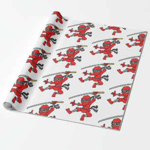 Customizable Jumping Ninja Design Wrapping Paper